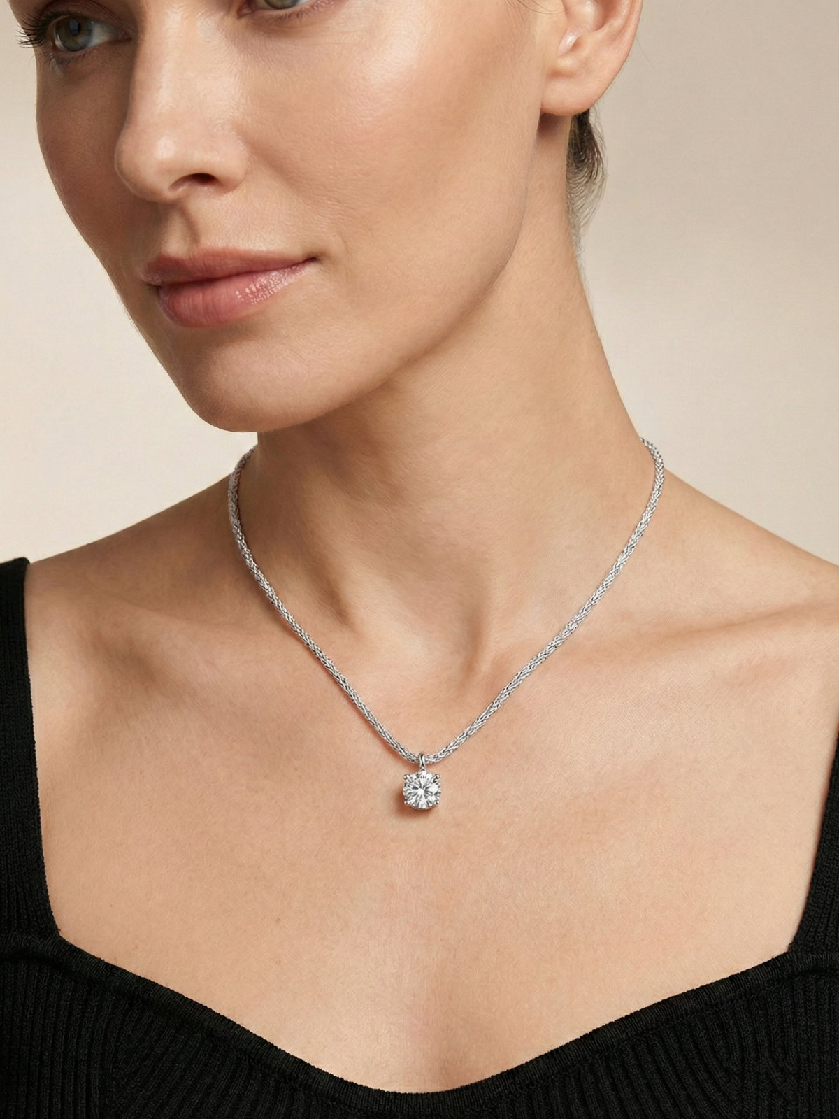 Naszyjnik Srebrny GRA 1 KARAT Moissanit